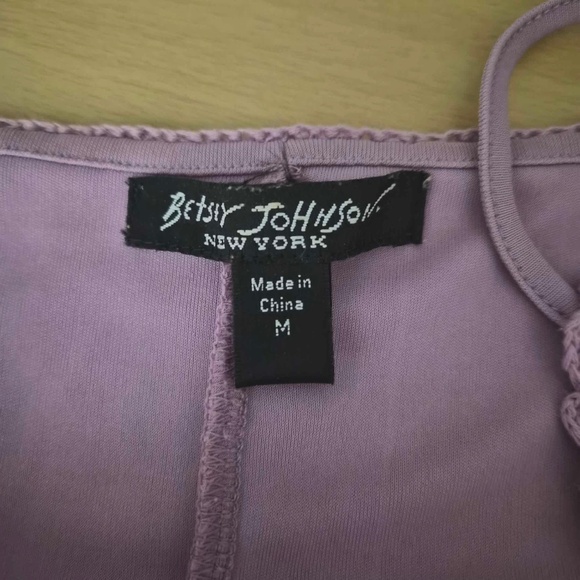 Betsey Johnson RARE Mulberry Purple & Cream Crotchet Knit Vintage 90s Tank Top M - Picture 5 of 7